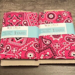 Waverly Pink and White Cotton Fabric 2 yards total